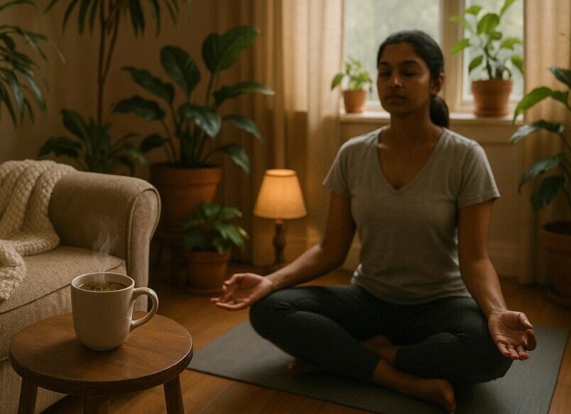 Woman Relaxing and Meditating