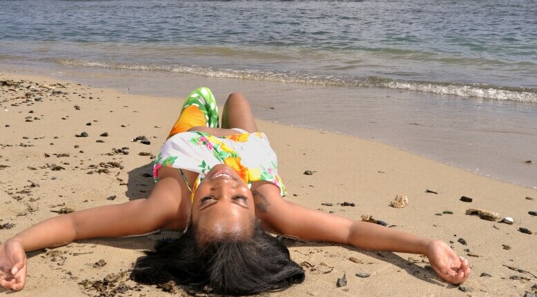 Woman Relaxing at Beach