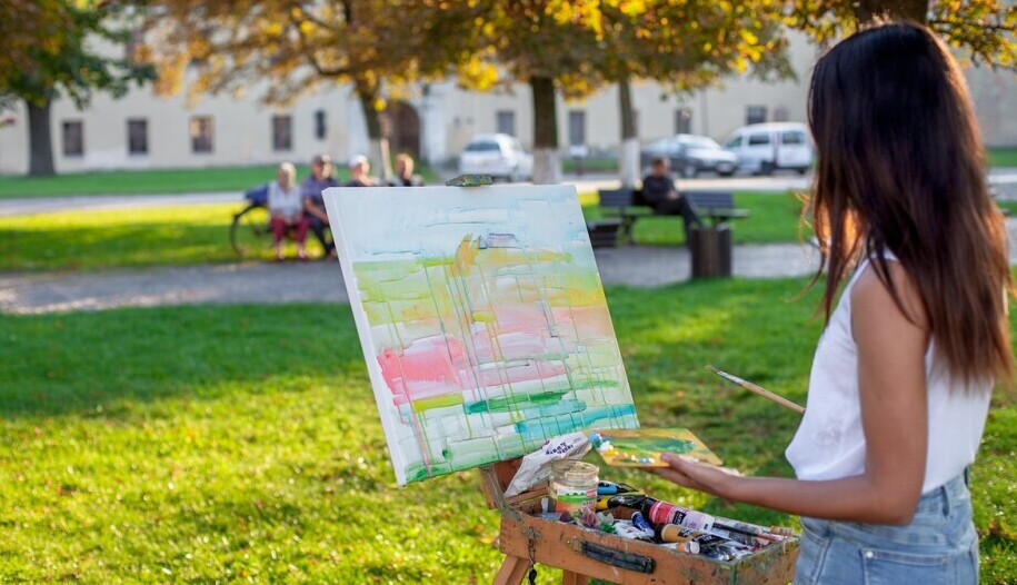 Girl Painting in the Park