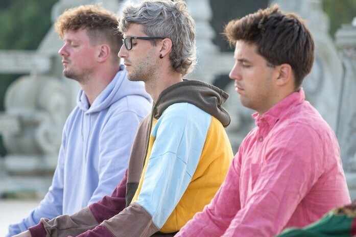 3 Men using mindfulness meditation