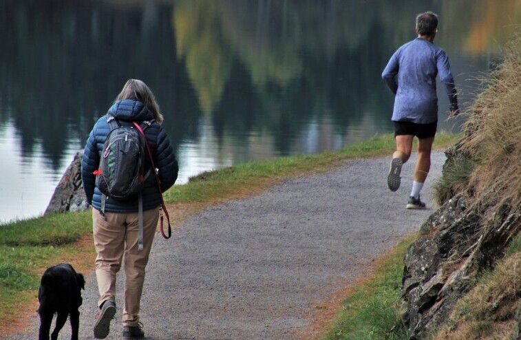 People running and walking