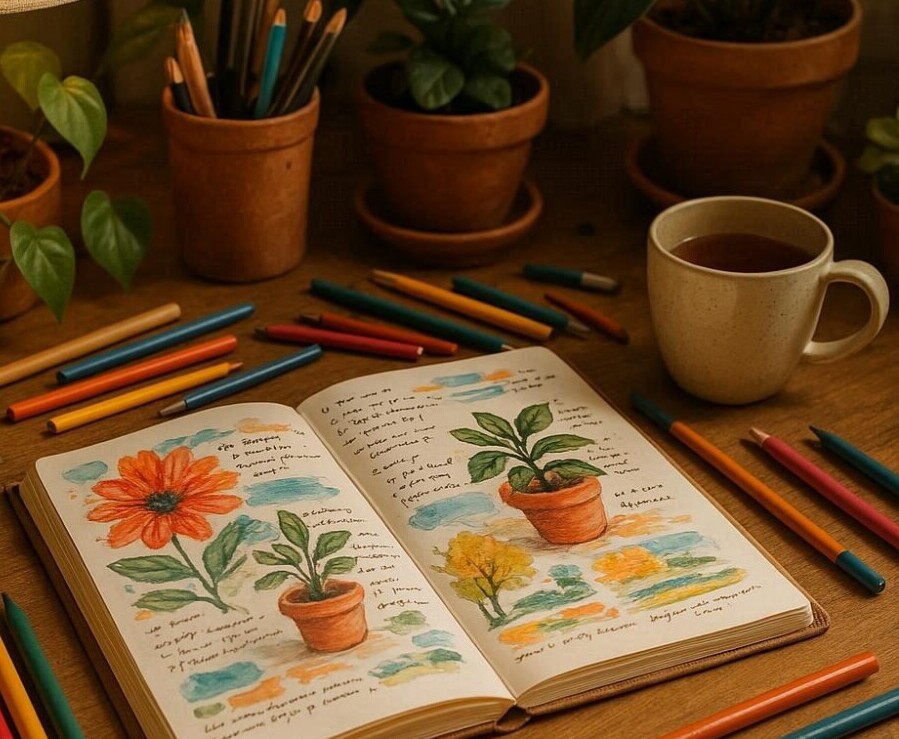 Making art and journaling