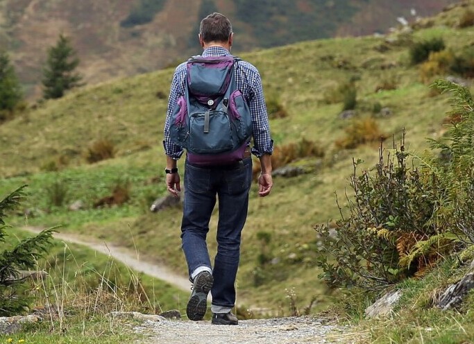 Man Hiking in Nature