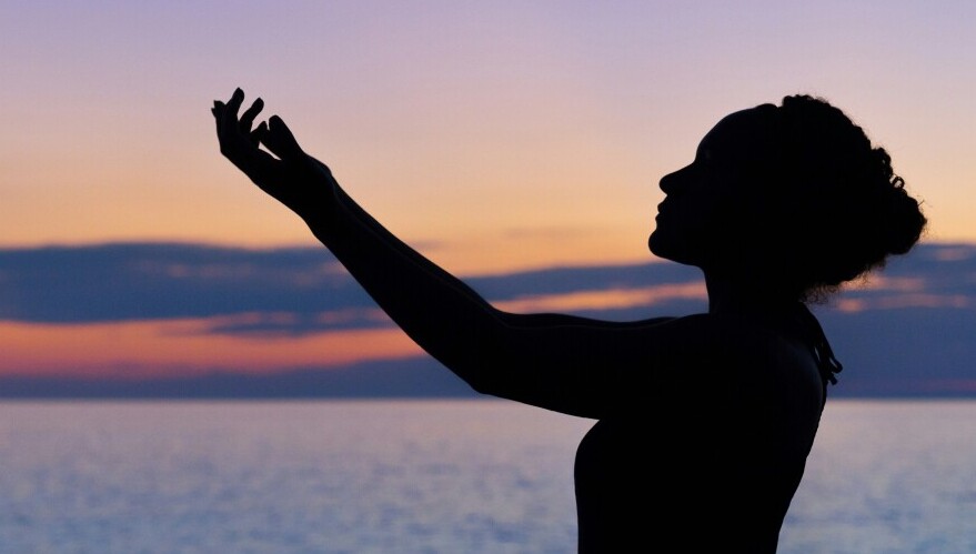 Woman Near Sea, Sunset