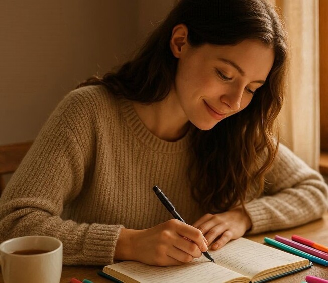 Woman Writing A Journal